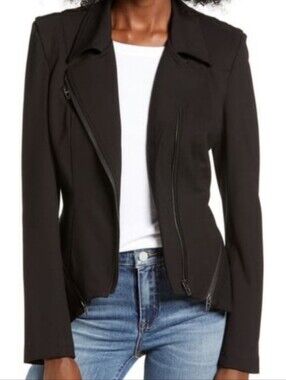 Blank NYC Black Zipper Knit Moto Jacket